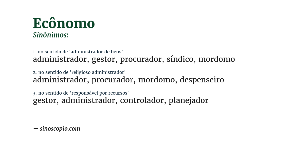 Sinônimo de ecônomo