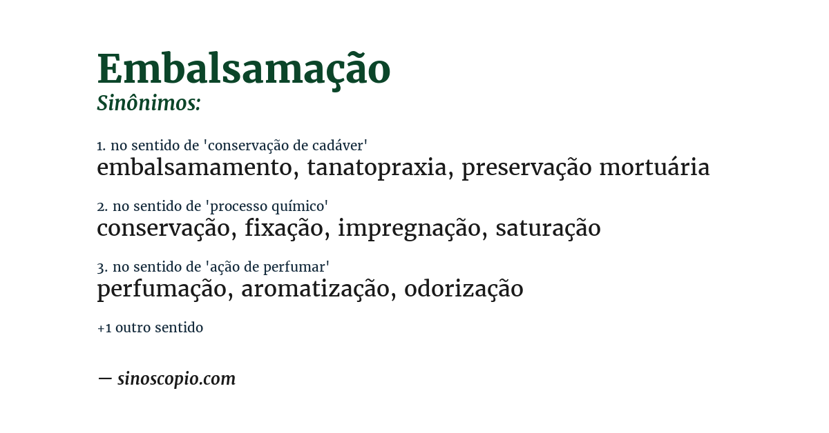 Sinônimo de embalsamação