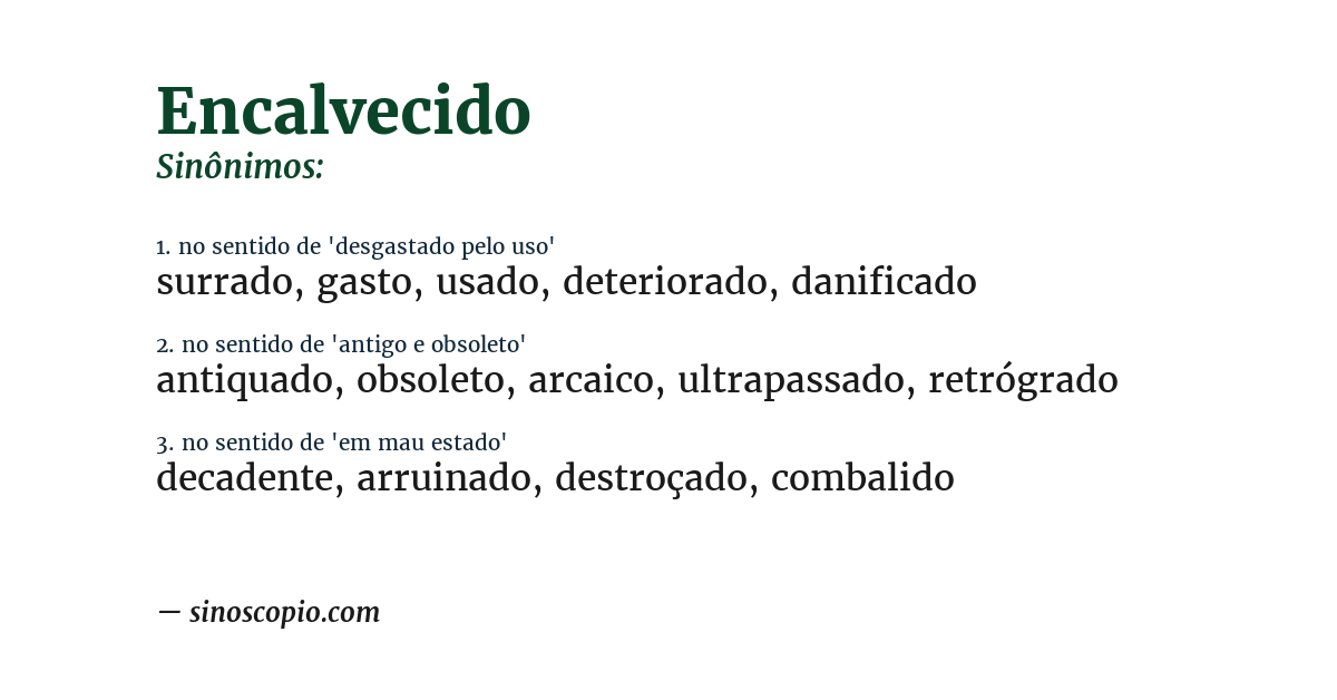 Sinônimo de encalvecido