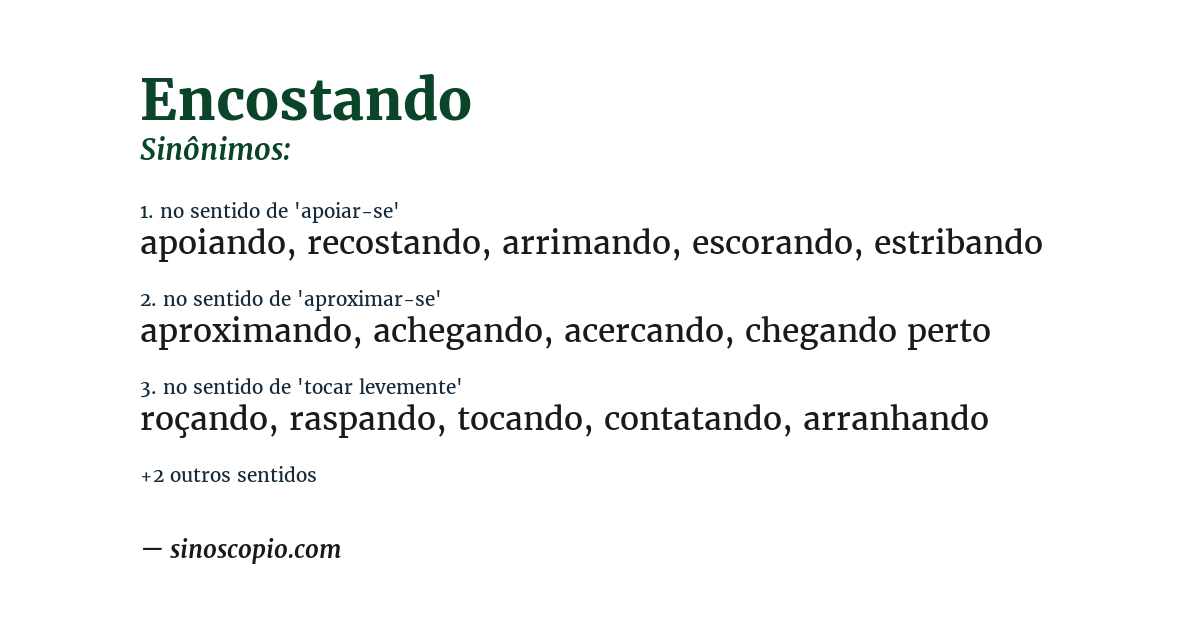Sinônimo de encostando