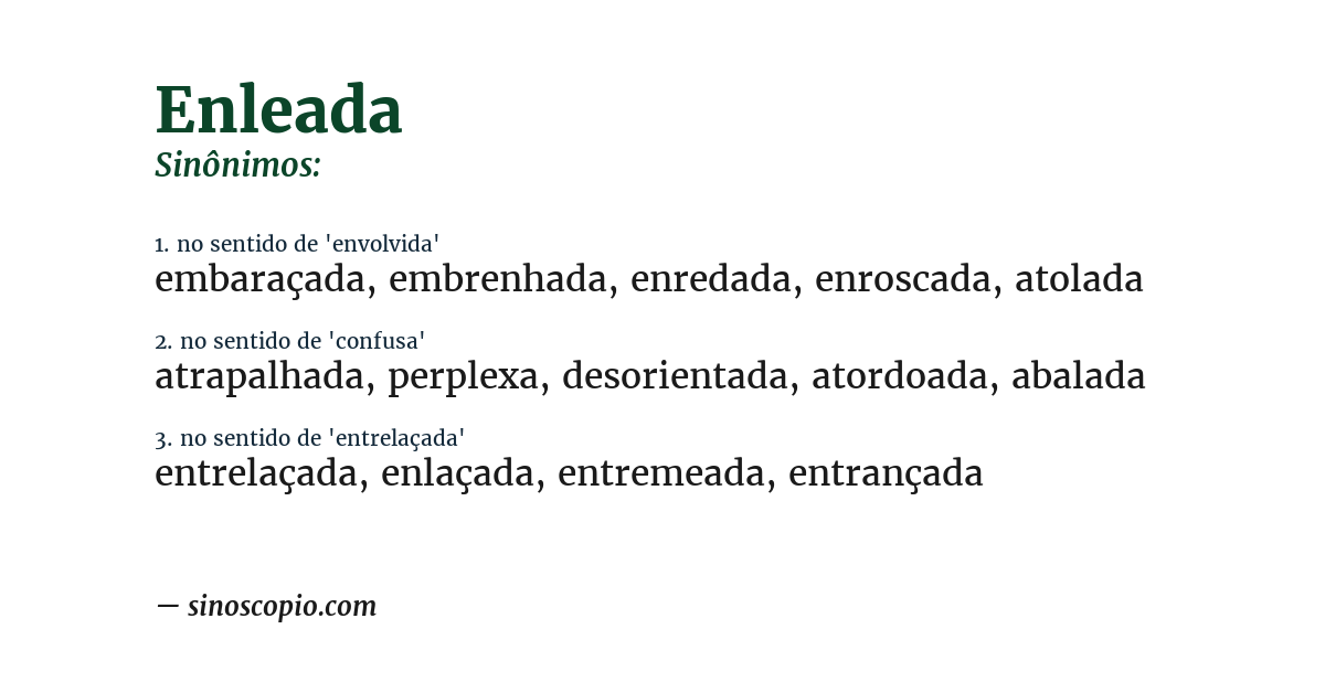 Sinônimo de enleada