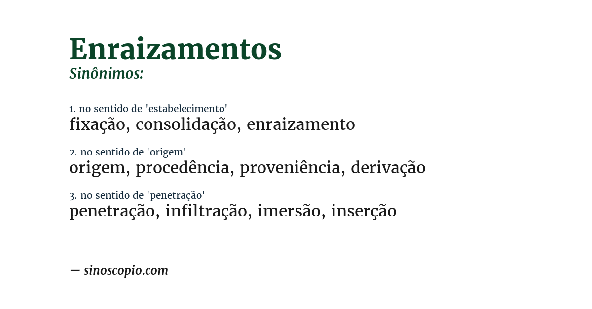 Sinônimo de enraizamentos