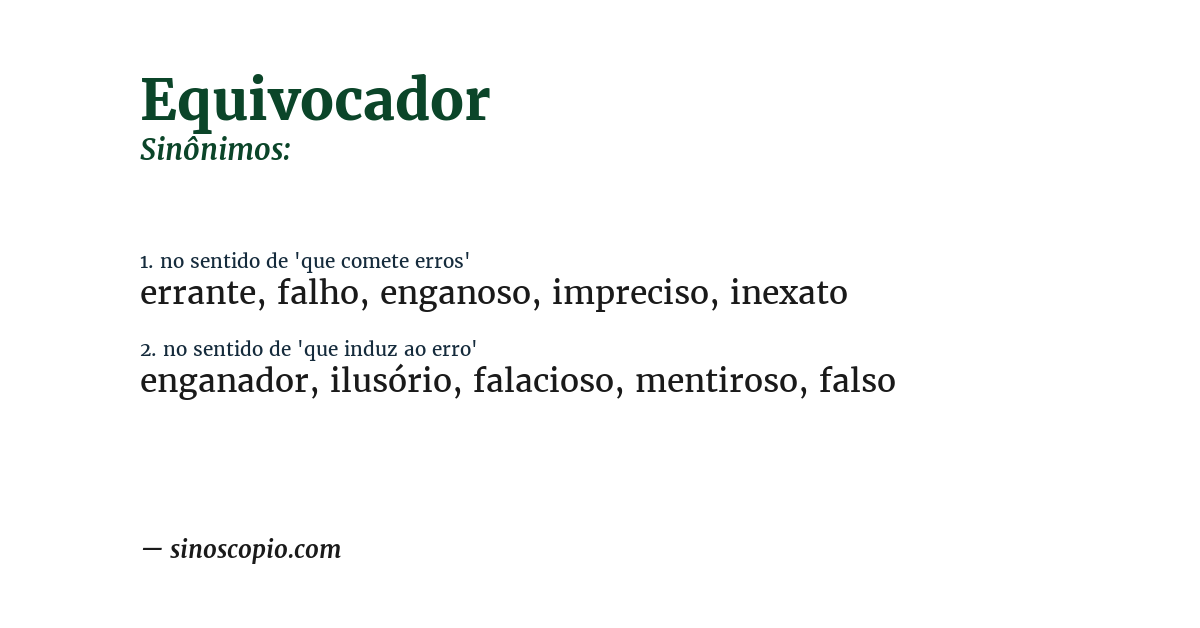 Sinônimo de equivocador