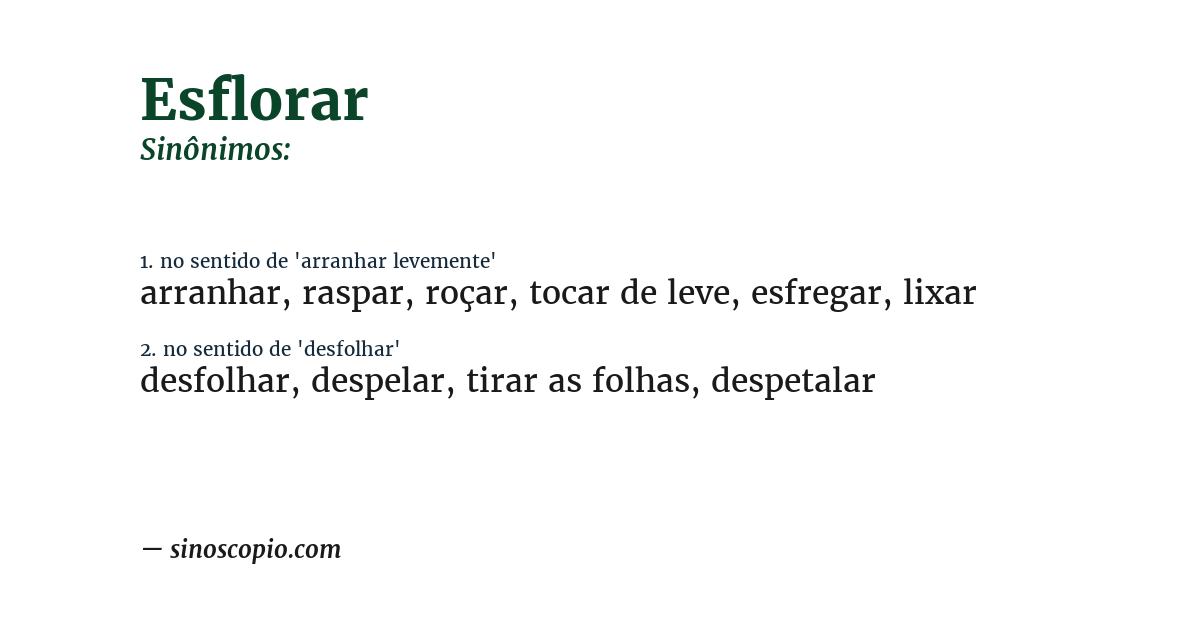 Sinônimo de esflorar