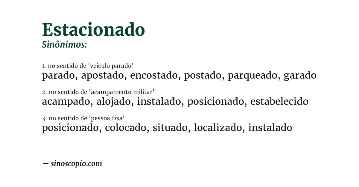 Sinônimo de estacionado