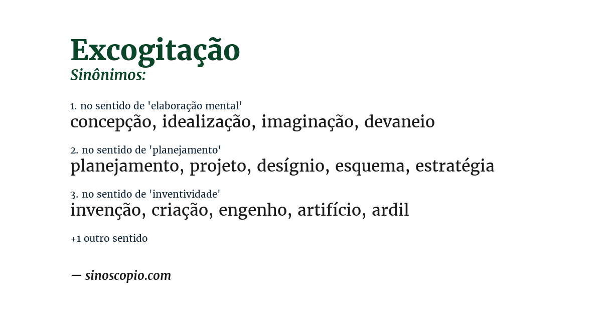 Sinônimo de excogitação