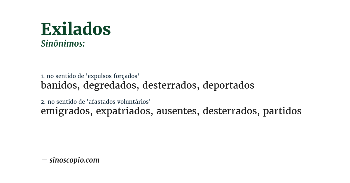 Sinônimo de exilados