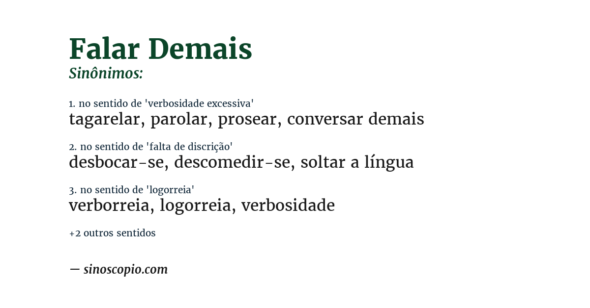Sinônimo de falar demais