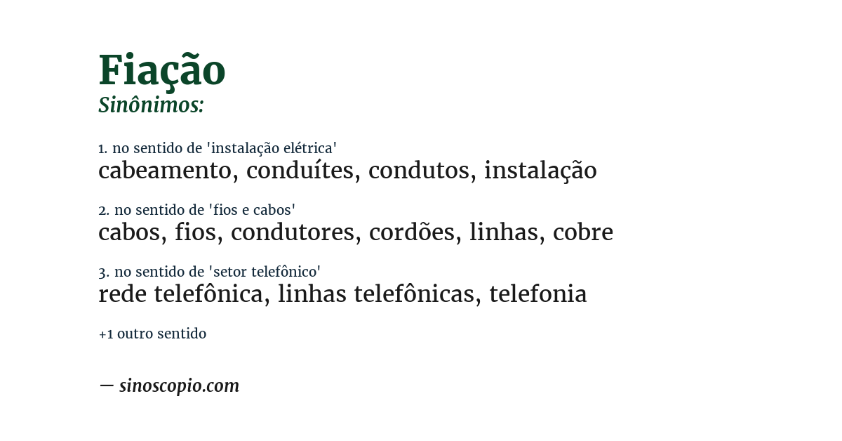 Sinônimo de fiação