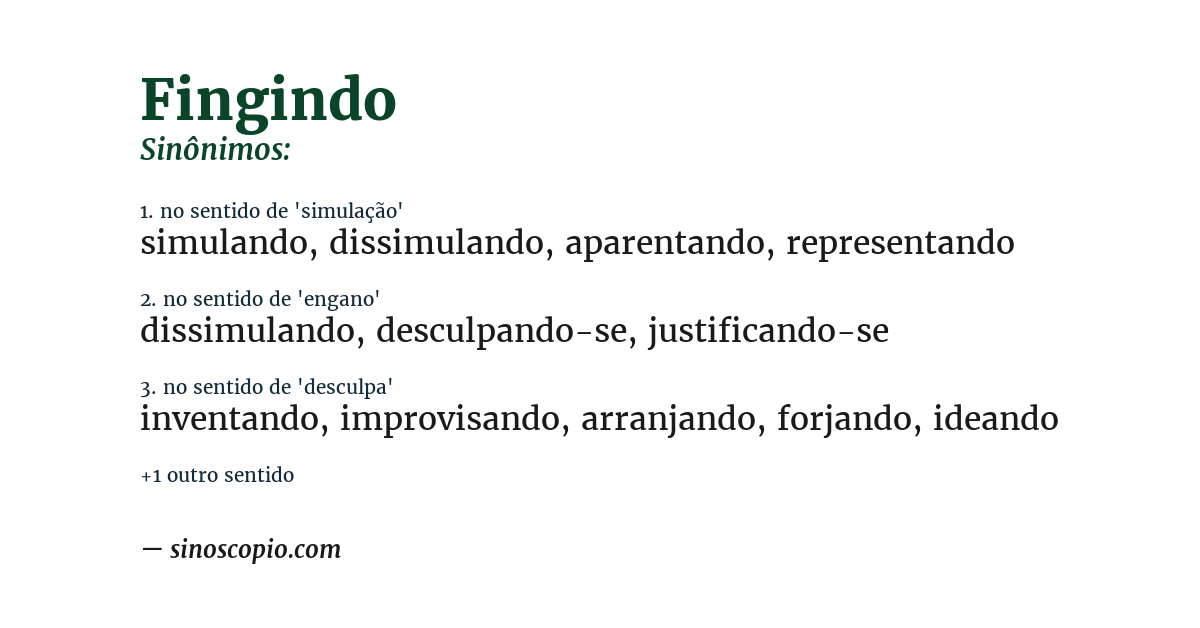 Sinônimo de fingindo