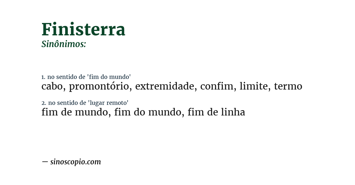 Sinônimo de finisterra