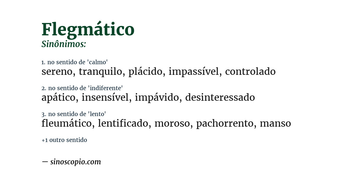 Sinônimo de flegmático