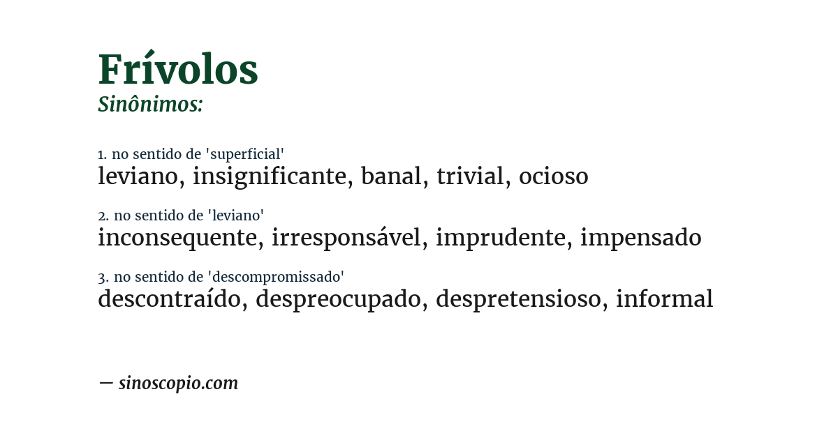 Sinônimo de frívolos