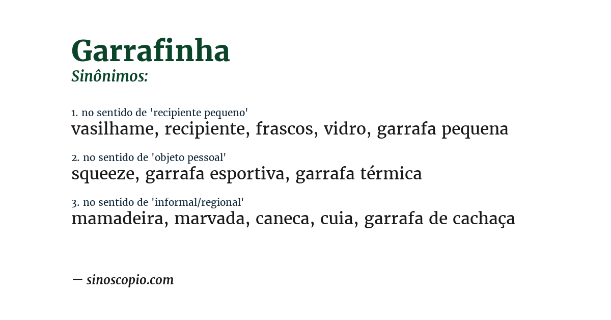 Sinônimo de garrafinha