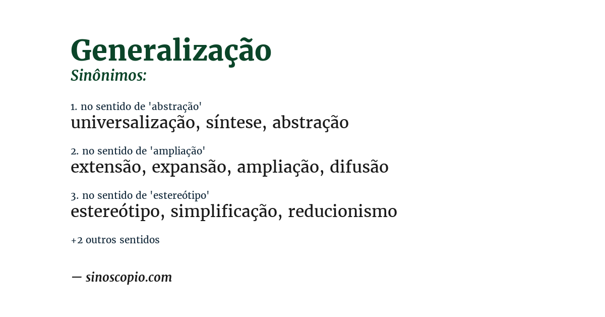 Sinônimo de generalização