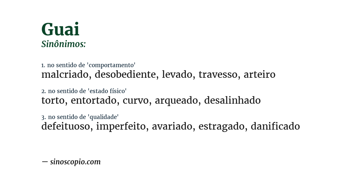 Sinônimo de guai