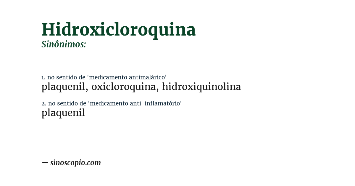 Sinônimo de hidroxicloroquina