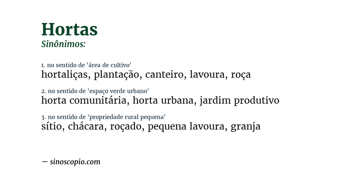 Sinônimo de hortas
