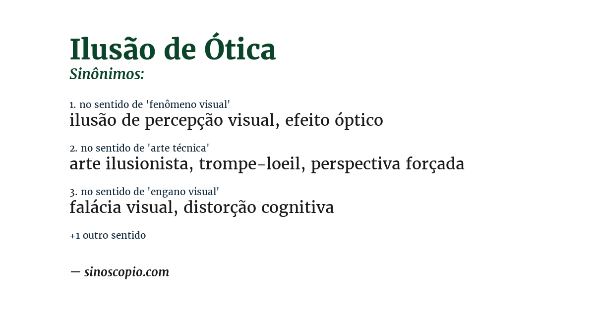 Sinônimo de ilusão de ótica