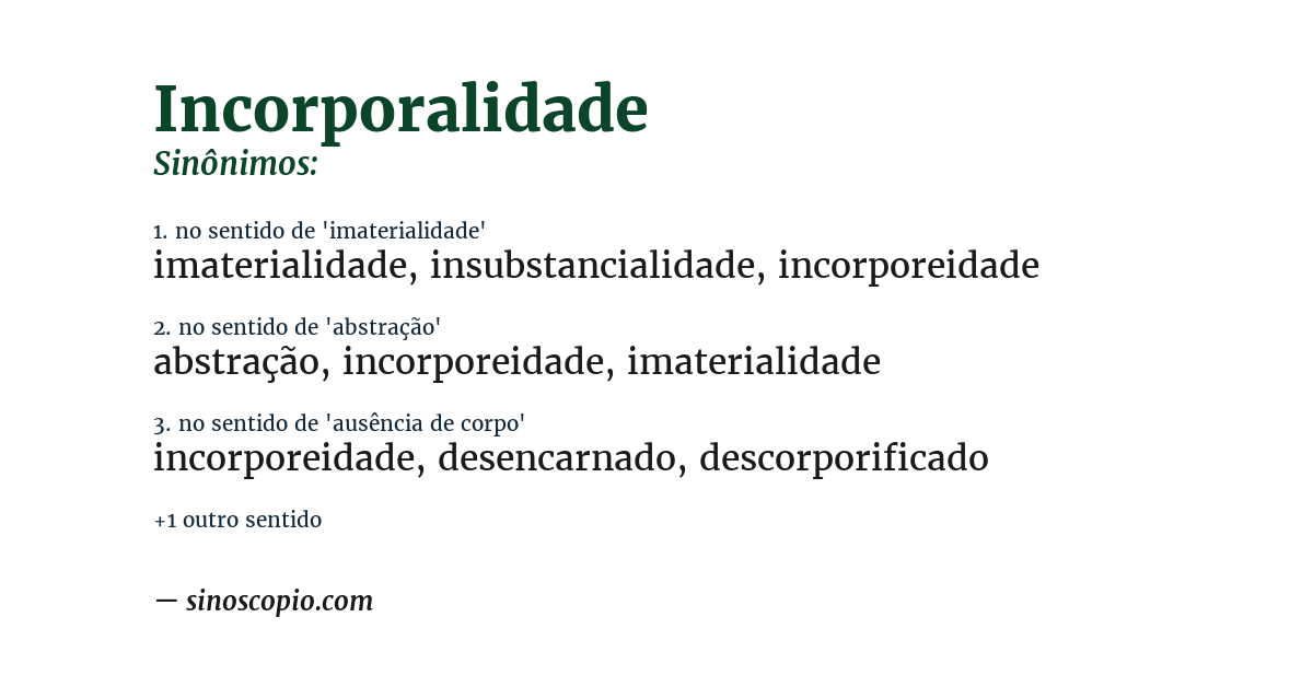 Sinônimo de incorporalidade