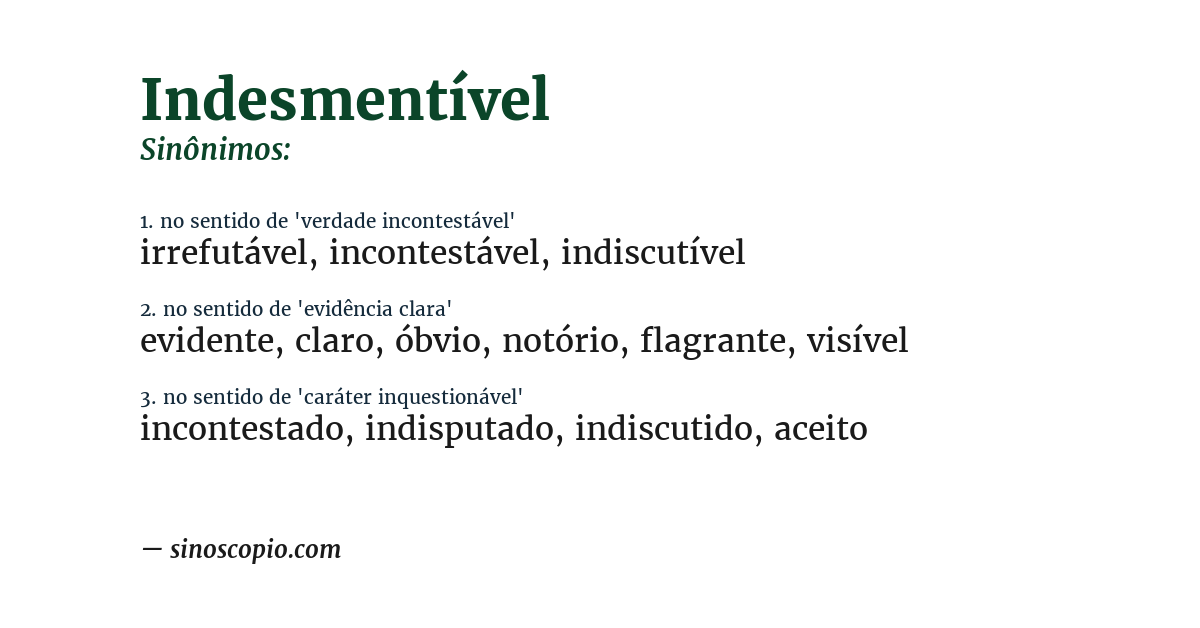 Sinônimo de indesmentível