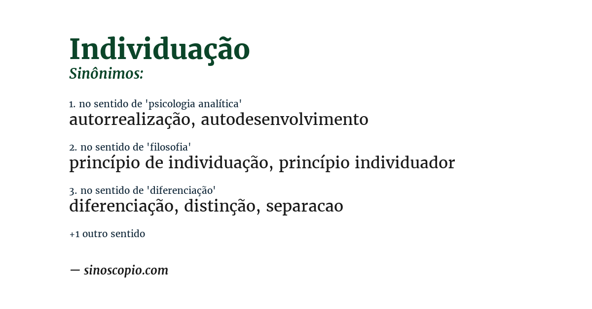 Sinônimo de individuação