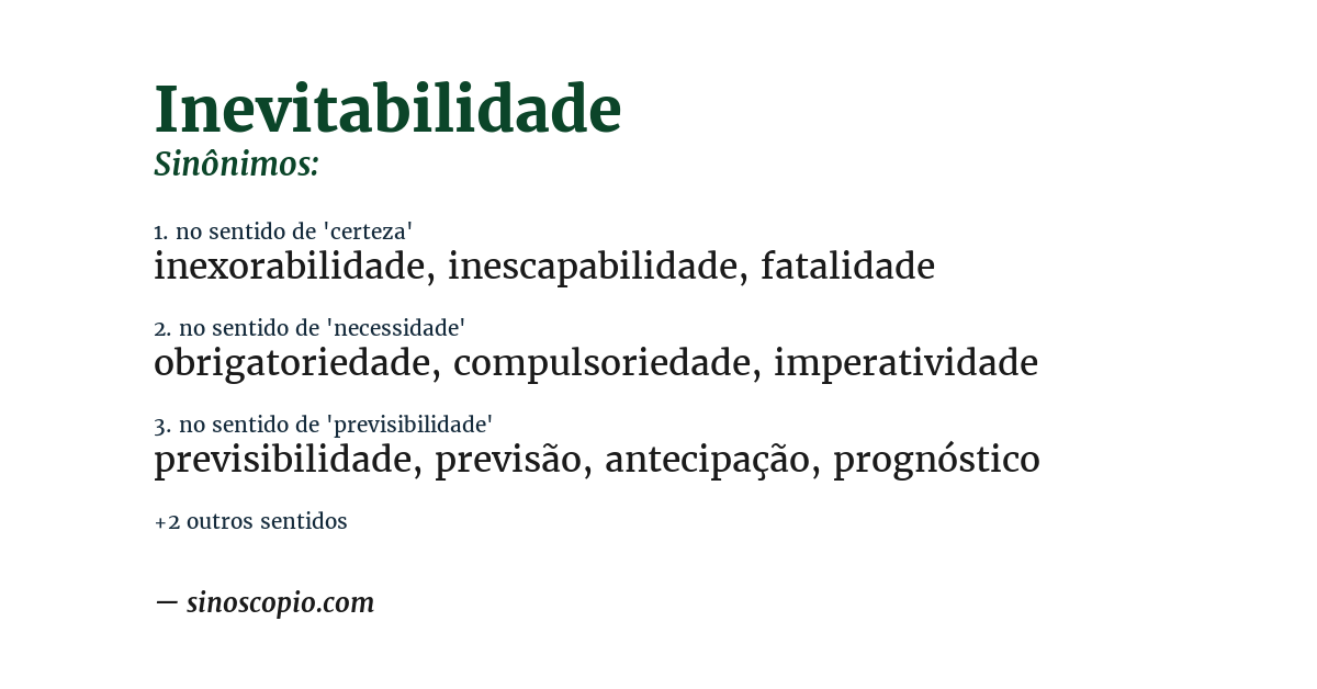 Sinônimo de inevitabilidade