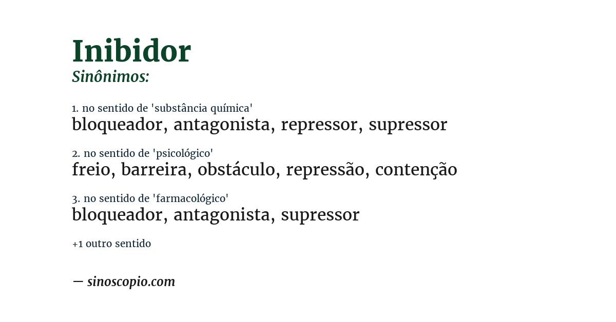 Sinônimo de inibidor