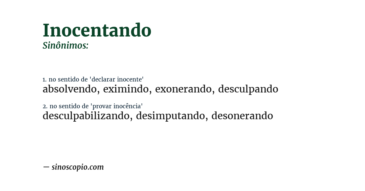 Sinônimo de inocentando