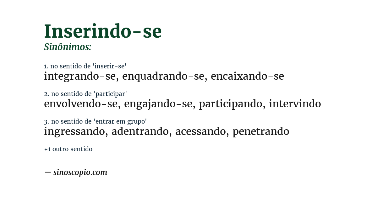 Sinônimo de inserindo-se