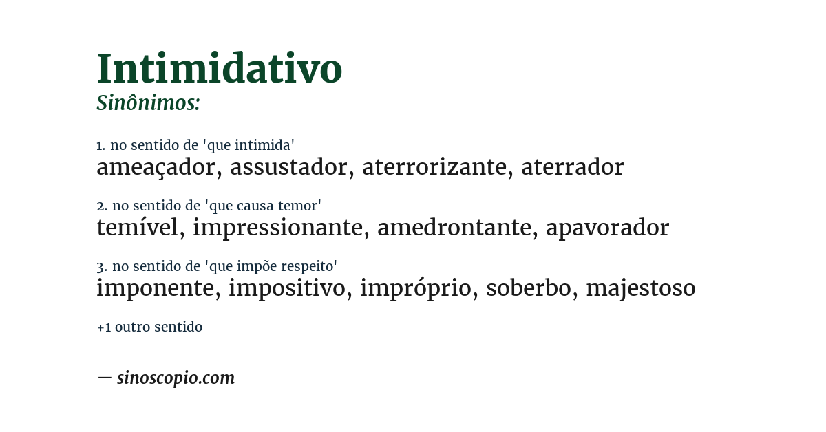 Sinônimo de intimidativo