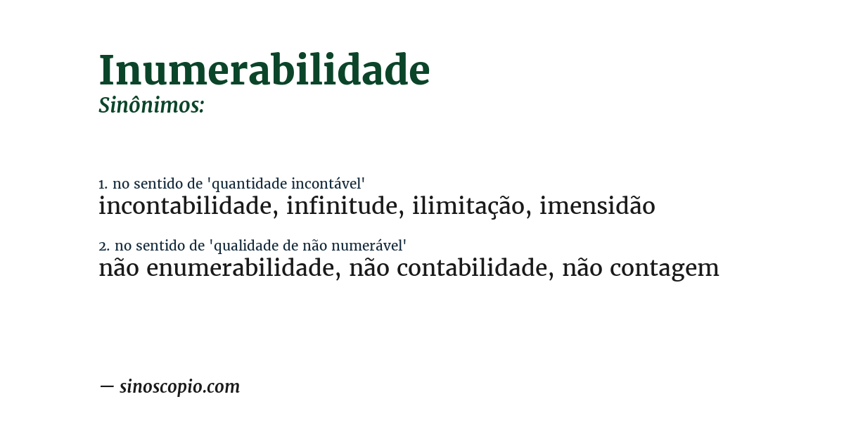 Sinônimo de inumerabilidade