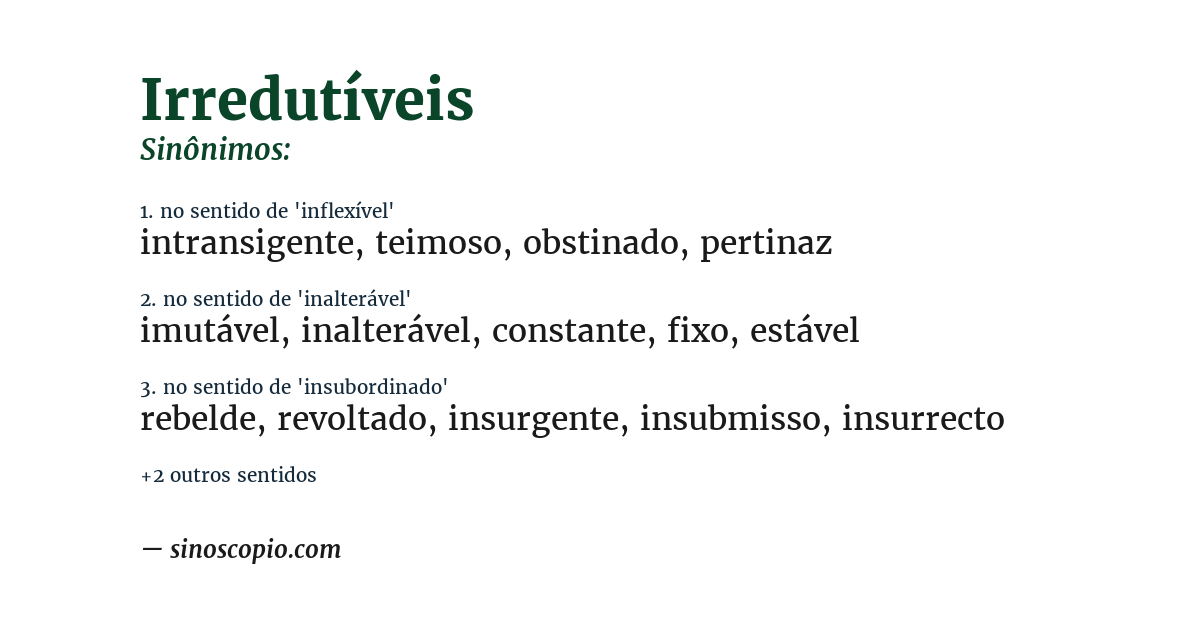 Sinônimo de irredutíveis