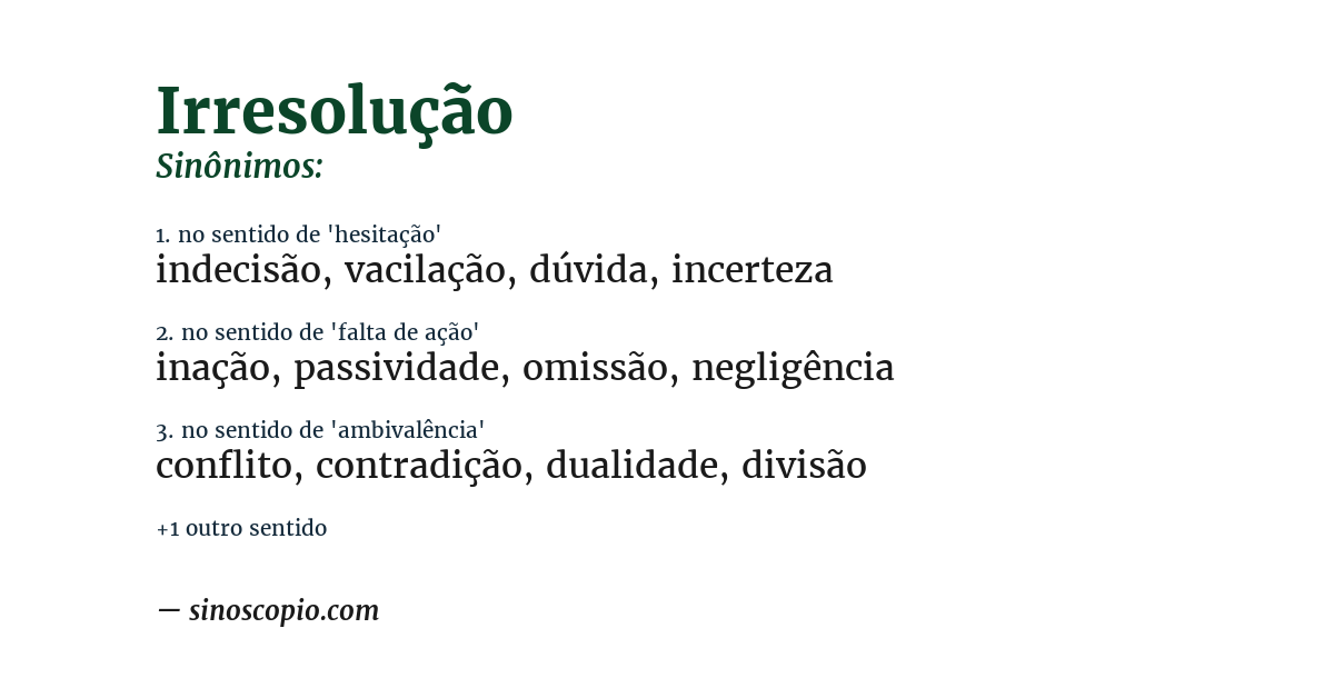 Sinônimo de irresolução