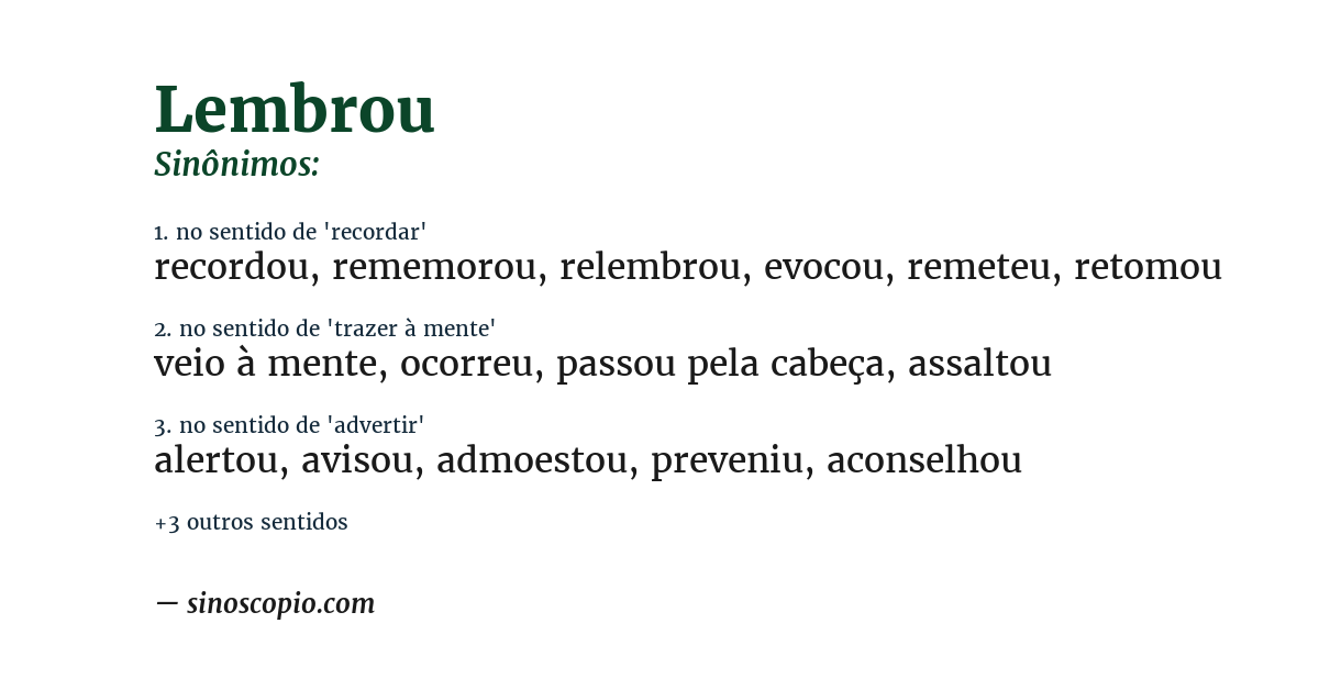 Sinônimo de lembrou