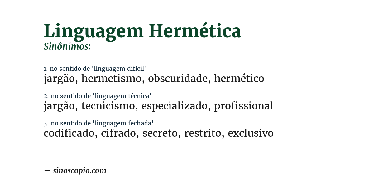 Sinônimo de linguagem hermética