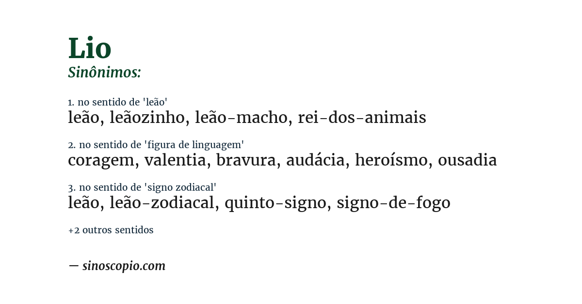 Sinônimo de lio