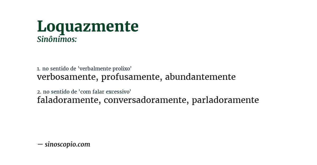 Sinônimo de loquazmente
