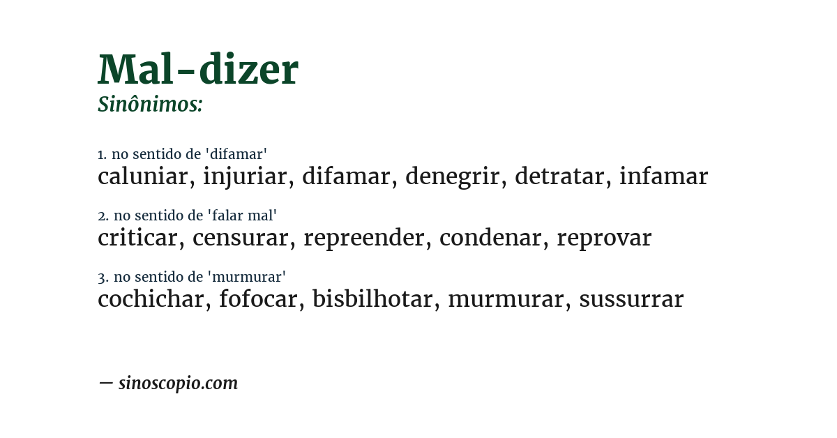 Sinônimo de mal-dizer