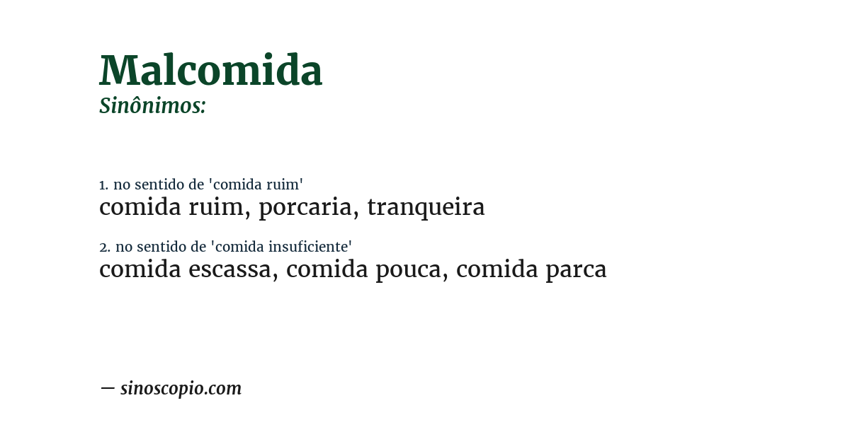 Sinônimo de malcomida