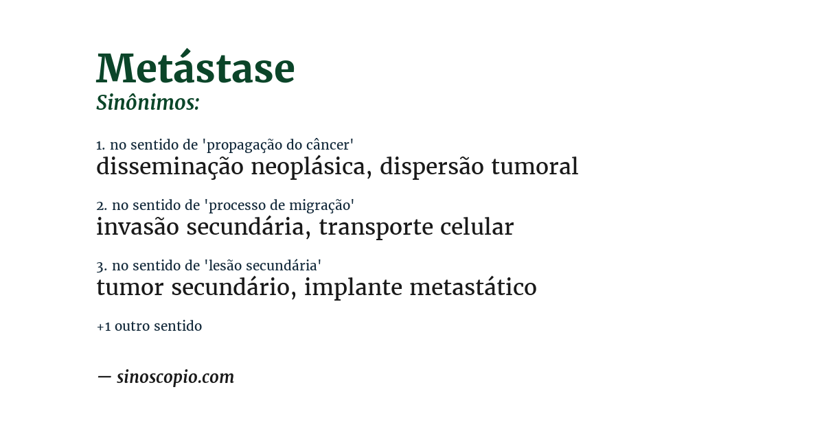 Sinônimo de metástase
