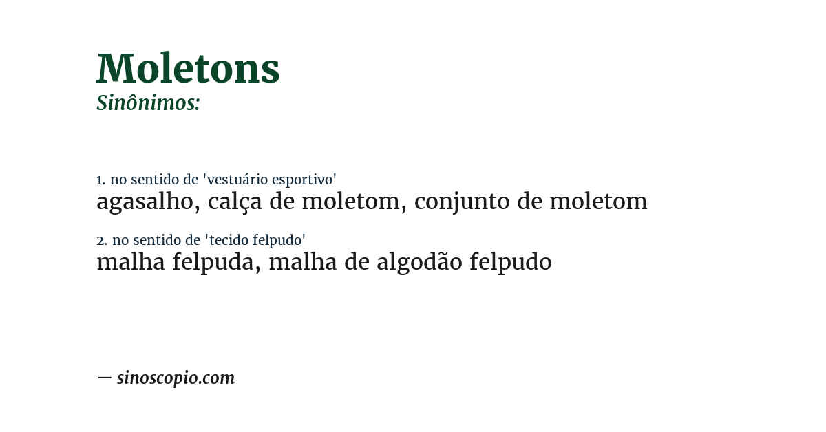 Sinônimo de moletons