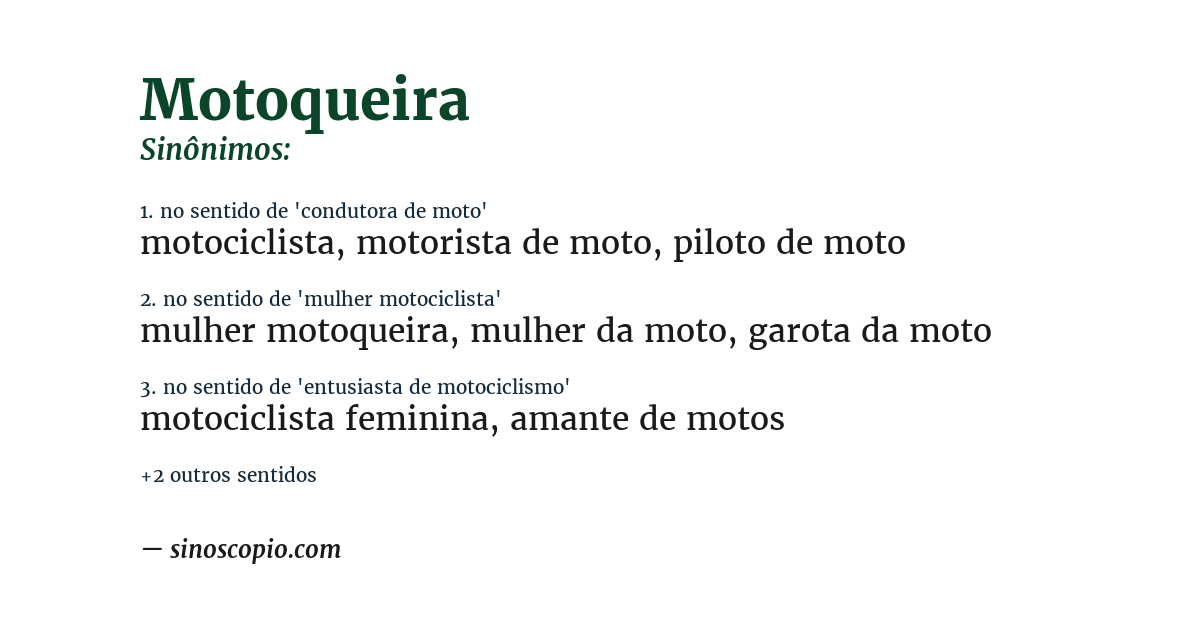Sinônimo de motoqueira