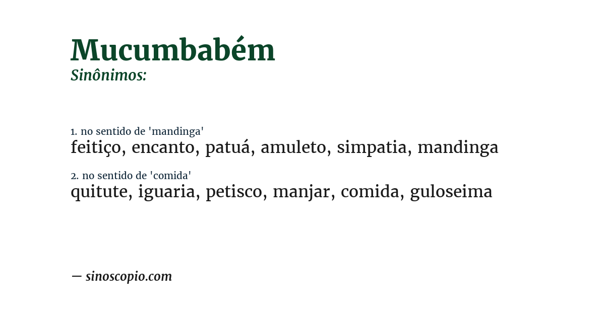 Sinônimo de mucumbabém