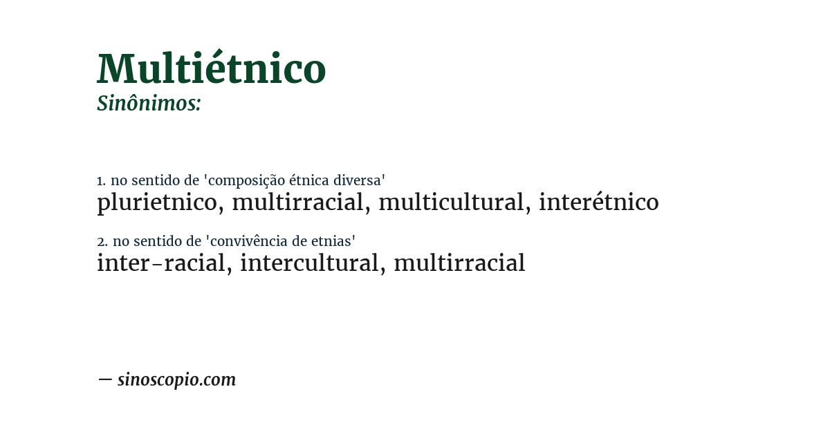 Sinônimo de multiétnico