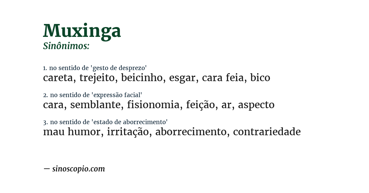 Sinônimo de muxinga
