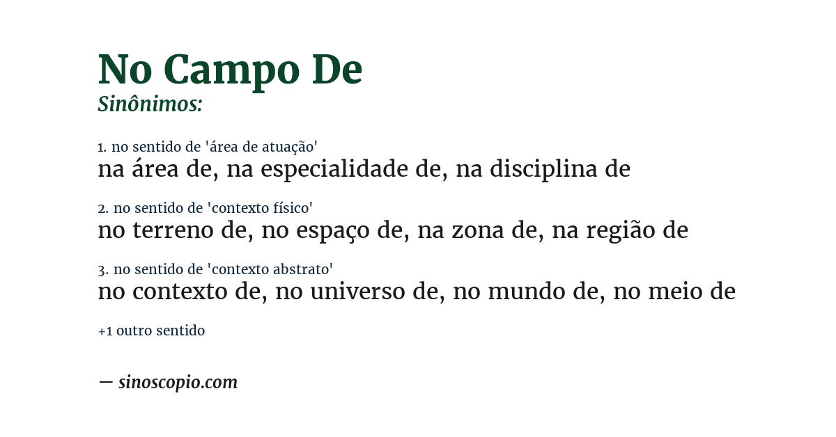 Sinônimo de no campo de