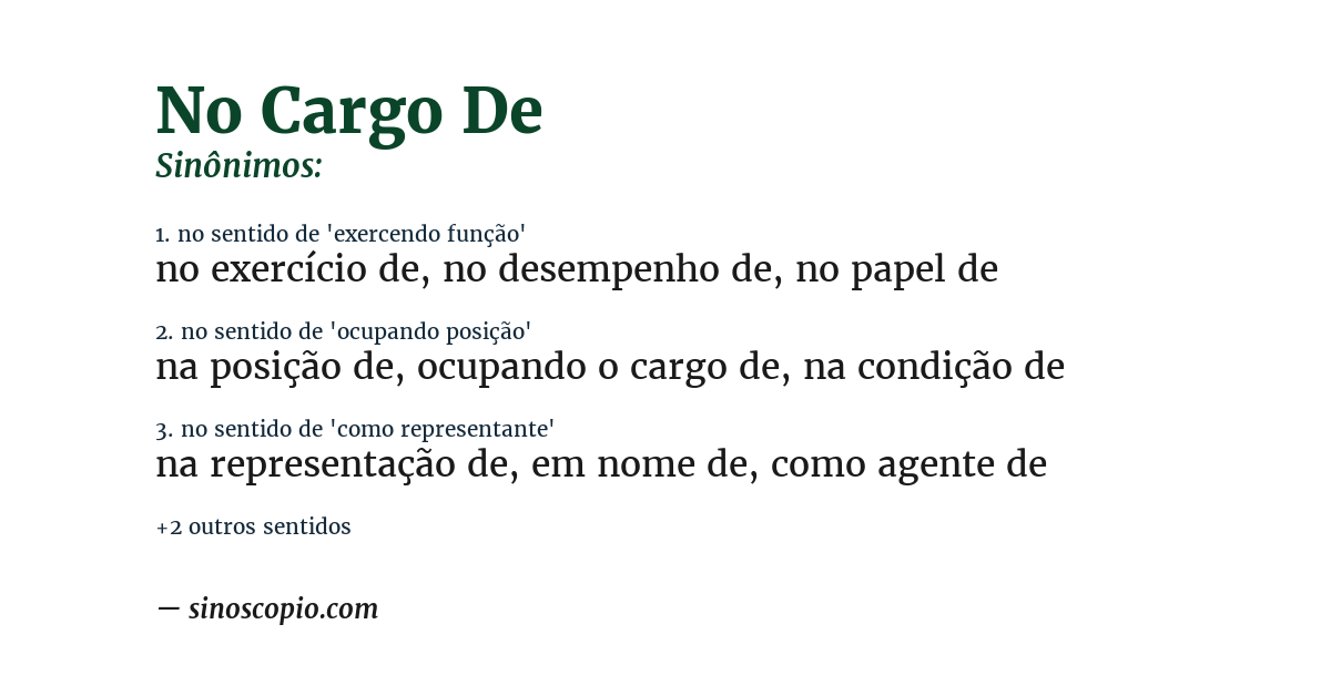 Sinônimo de no cargo de
