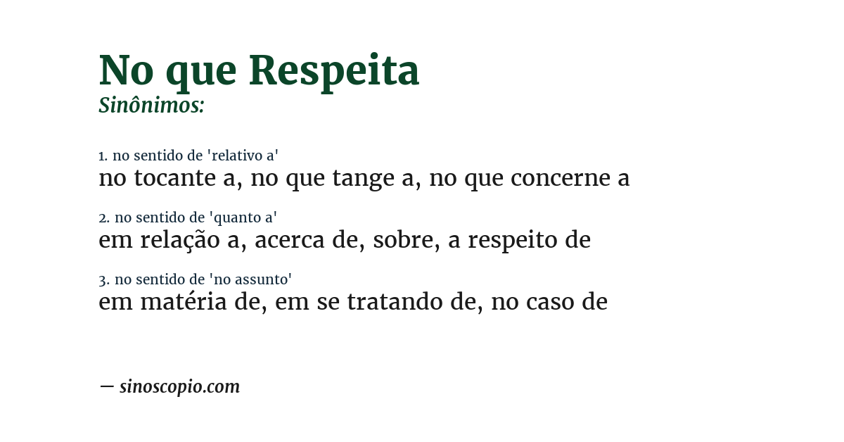 Sinônimo de no que respeita