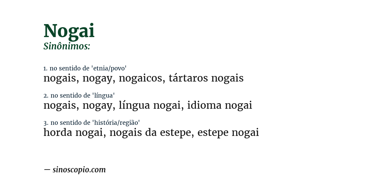 Sinônimo de nogai
